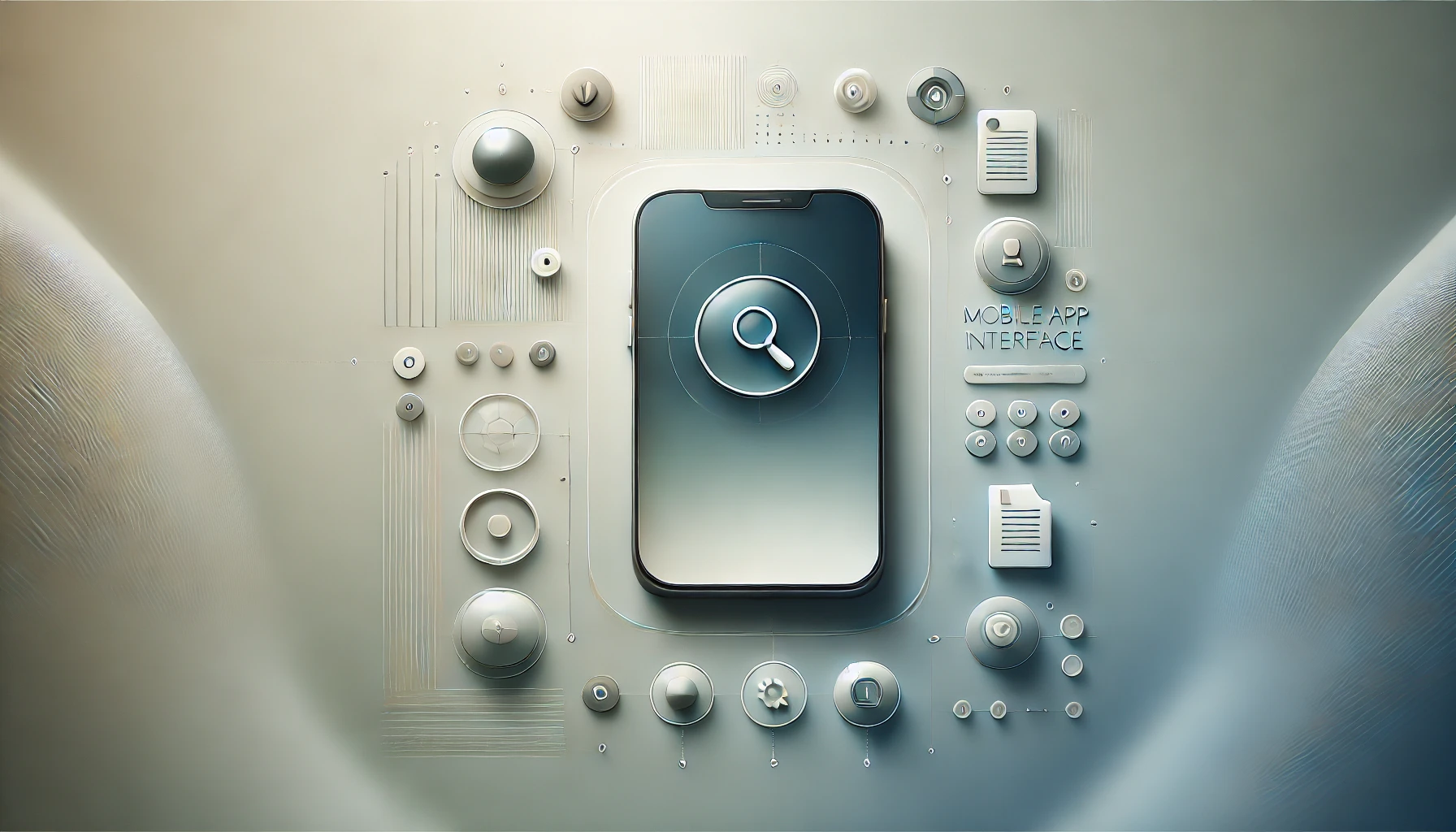 DALL·E 2024 10 09 10.13.12 A sleek and polished abstract illustration of a mobile app interface concept with a focus on minimalism and modern technology. The image features a