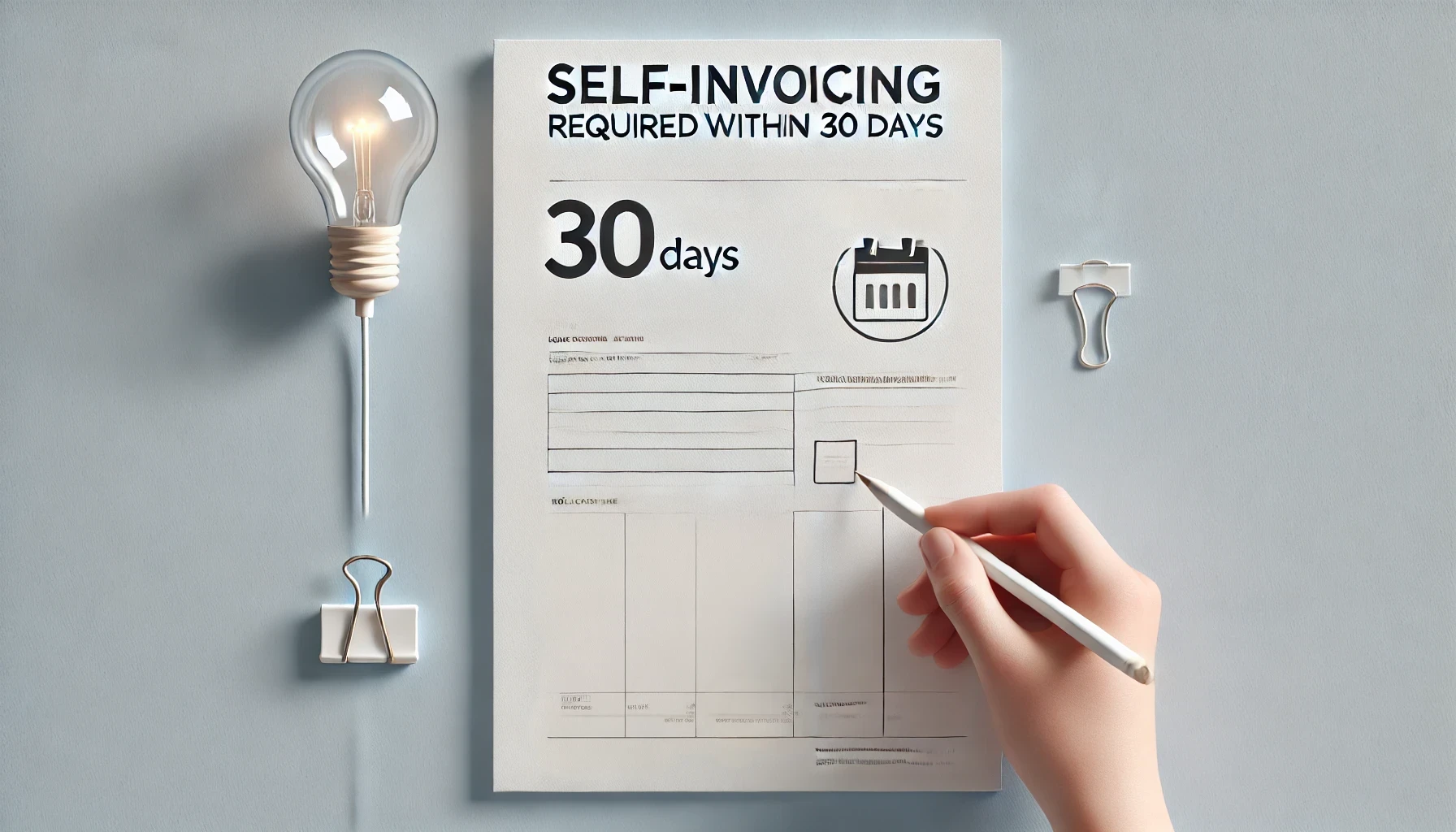 DALL·E 2024 10 21 12.10.36 A clean and simple image showing an invoice copy with the text Self Invoicing Required within 30 Days clearly displayed. The design should be minima