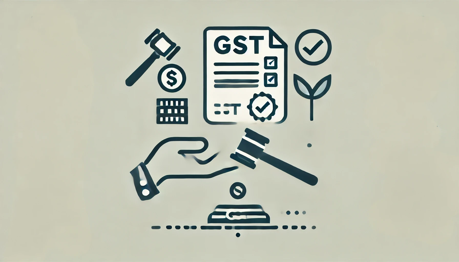 DALL·E 2024 11 11 13.59.05 A minimalistic image with a 3 2 aspect ratio featuring only two simple symbols related to GST and tax relief. One symbol represents GST like a docum
